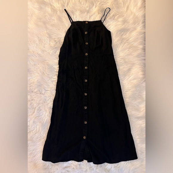 Old Navy black below knee dress with buttons down front size: M - Picture 1 of 4